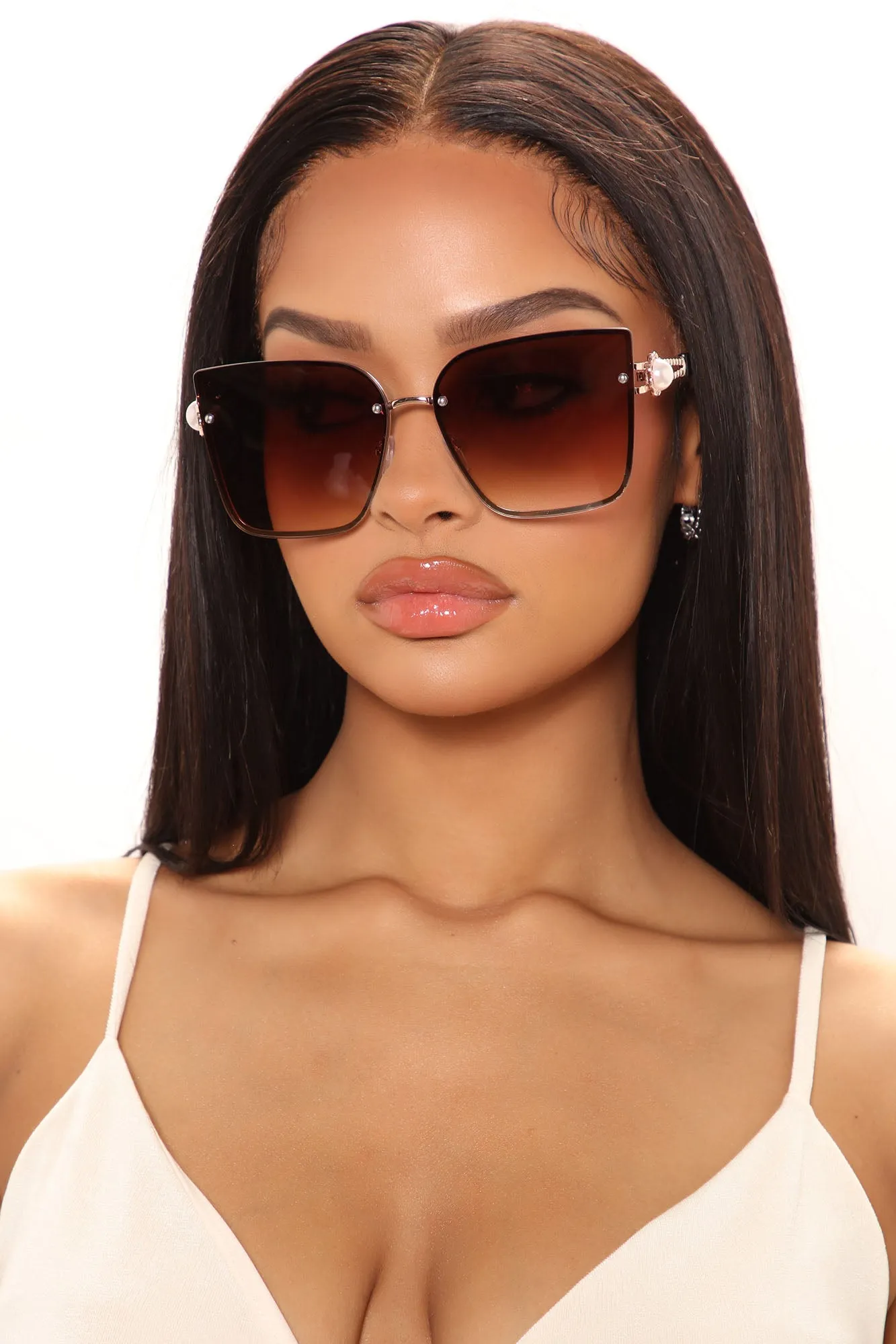 Attention Seeking Cat Eye Sunglasses - Brown Combo