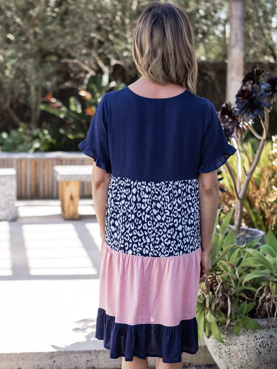 Cassandra Tiered Dress - Multi Navy