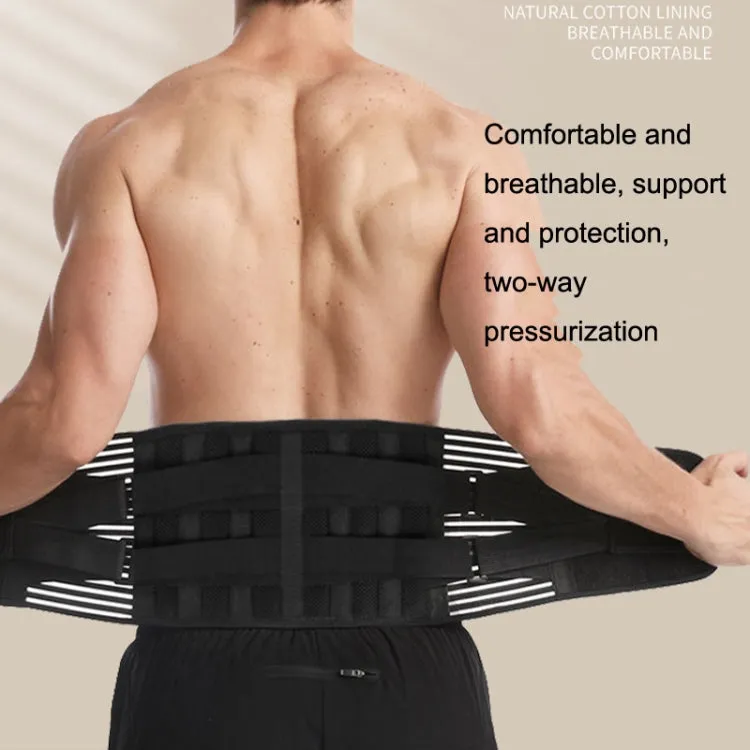 Elastic Double Compression Waist Support Fitness Mesh Breathable Sports Weightlifting Belt XL(Black)