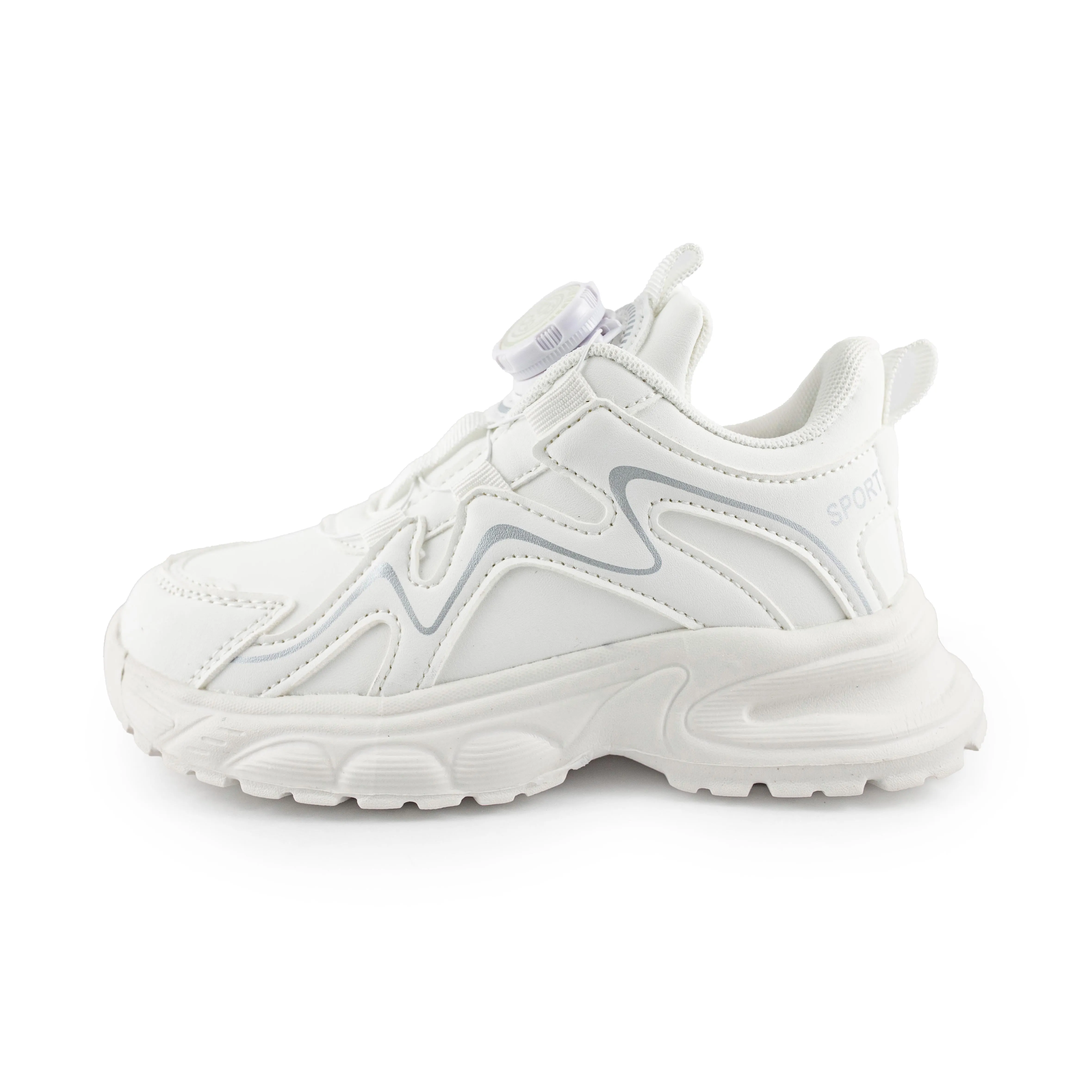 Kids' Unsex Rotary buckle Sneakers - A28666 White